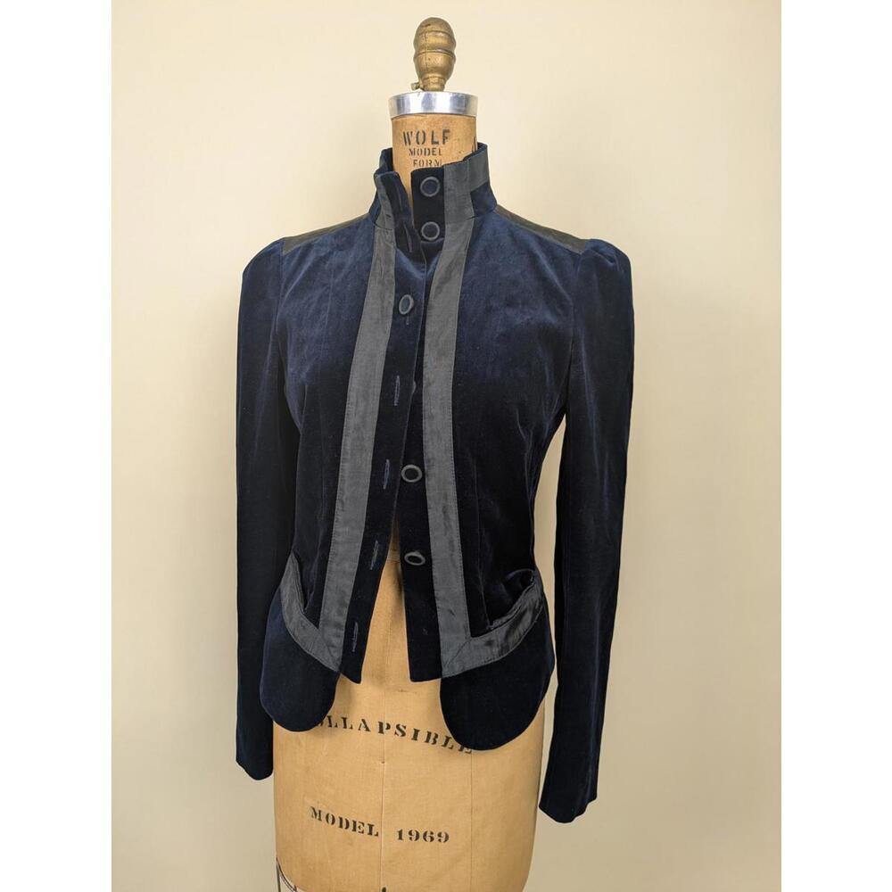 1990's DVF blue wool velvet military jacket